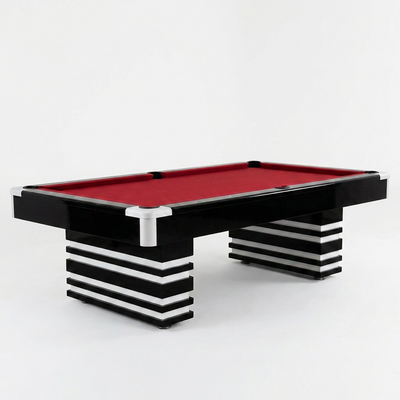 Professional Pool Table Engineered for Tournament Play, 8-Foot Slate Surface, Floating Design, Red Cloth