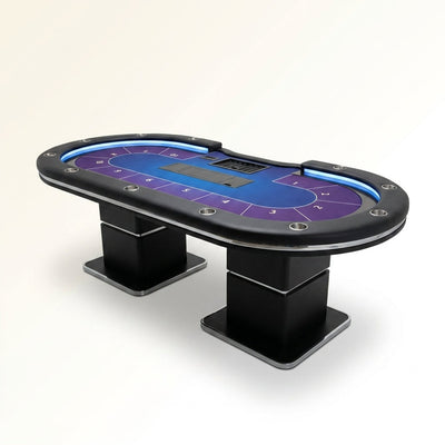 Professional Poker Table Designed for Casino-Grade Gaming, 10-Player Capacity, Built-in Dealer Position, Premium Leather