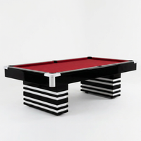 Pool Table Engineered for Professional Play, 8-Foot Slate Surface, Tournament Red Cloth, Floating Design — Studio Shot