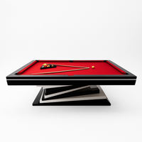Professional Pool Table Engineered for Tournament Play, 8-Foot Slate Surface, Floating Design, Red Cloth