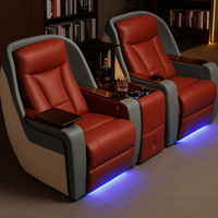 Home Theater Recliners Built for Ultimate Cinema Experience, Italian Leather, LED Lighting, Wireless Charging