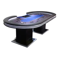 Professional Poker Table Designed for Casino-Grade Gaming, 10-Player Capacity, Built-in Dealer Position, Premium Leather