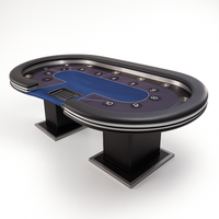 Professional Poker Table Designed for Casino-Grade Gaming, 10-Player Capacity, Built-in Dealer Position, Premium Leather